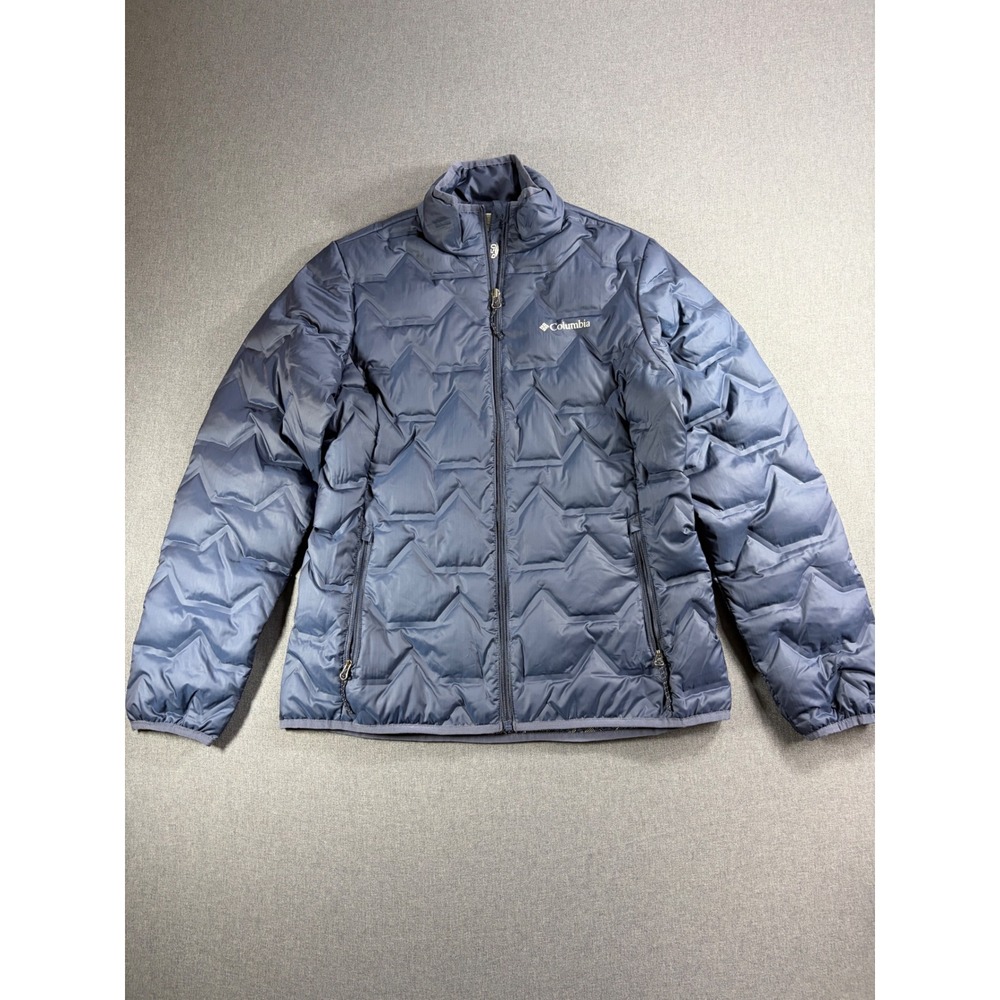 Columbia Womens Delta Ridge 650 Down Puffer Jacket Navy Blue Heat Seal